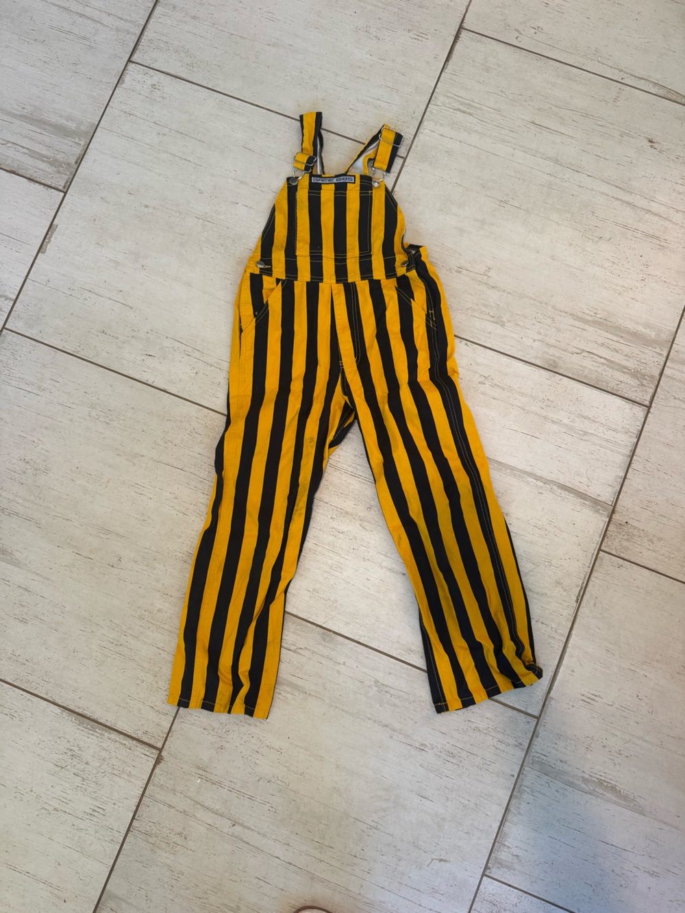 Game Bibs Kids Yellow & Black Striped Overalls-Appalachian State, Steelers, etc